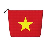 KOUUIP Sac organisateur de maquillage avec imprimé drapeau vietnamien sac organisateur de produits de toilette de taille de voyage pour femme, noir -, taille unique, Noir, Talla única