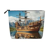 KOUUIP Sac organisateur de voyage avec imprimé Ship on the Blue Ocean, sac organisateur pour articles de toilette de taille de voyage pour femme, noir -, taille unique, Noir, Talla única