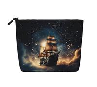 KOUUIP Sac organisateur de voyage avec imprimé Ship on the Blue Ocean, sac organisateur pour articles de toilette de taille de voyage pour femme, noir -, taille unique, Noir, Talla única