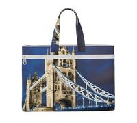 KOUUIP Tower Bridge in London - Porte-documents en toile avec impression 26,1 x 38,1 cm, 2 poches zippées, sans encombrement pour fichiers de bureau