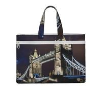 KOUUIP Tower Bridge in London - Porte-documents en toile avec impression 26,1 x 38,1 cm, 2 poches zippées, sans encombrement pour fichiers de bureau