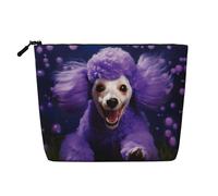 KOUUIP Trousse de maquillage avec imprimé caniche violet, sac de rangement pour articles de toilette de taille de voyage pour femme, noir, taille unique, Noir, Talla única