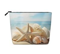 KOUUIP Trousse de maquillage avec imprimé étoile de mer coquillage, sac de rangement pour articles de toilette de taille de voyage pour femme, noir, taille unique, Noir, Talla única