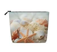 KOUUIP Trousse de maquillage avec imprimé étoile de mer coquillages, sac organisateur de produits de toilette de taille de voyage pour femme, noir -, taille unique, Noir, Talla única