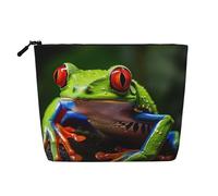 KOUUIP Trousse de maquillage avec imprimé grenouille d'arbre - Sac de rangement pour articles de toilette de taille de voyage pour femme - Noir - Taille unique, Noir, Talla única