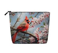 KOUUIP Trousse de maquillage avec motif de branche d'oiseau rouge, jolie trousse de toilette de voyage, trousse de toilette pour femme, noir, taille unique, Noir, Talla única