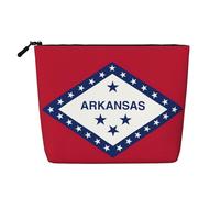KOUUIP Trousse de maquillage avec motif drapeau de l'État de l'Arkansas - Jolie trousse de toilette de voyage pour femme - Noir - Taille unique, Noir, Talla única