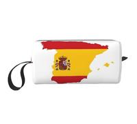 KOUUIP Trousse de maquillage de voyage avec drapeau espagnol - Grande capacité - Pour femme, blanc, One Size