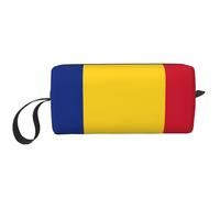 KOUUIP Trousse de maquillage de voyage avec imprimé drapeau de la Roumanie - Grande capacité - Trousse de maquillage portable pour femme, blanc, One Size