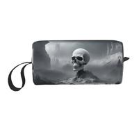 KOUUIP Trousse de maquillage de voyage blanche avec imprimé crâne punk grande capacité pour femme, blanc, One Size