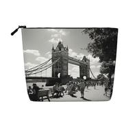 KOUUIP Trousse de toilette de voyage avec imprimé Tower Bridge à Londres, trousse de maquillage, trousse de toilette de voyage pour femme, noir, One Size