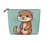 KOUUIP Trousse de toilette de voyage avec motif loutre de dessin animé, sac organisateur de maquillage, taille de voyage pour femme, noir -, taille unique, Noir, Talla única