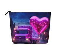 KOUUIP Trousse de toilette romantique avec imprimé ballon et cœur de camion, jolie trousse de maquillage, trousse de toilette de taille de voyage pour femme, noire -, Noir, Talla única