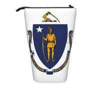 KOUUIP Trousse télescopique avec imprimé drapeau de l'État du Massachusetts - Pour stylos, papeterie, debout et rétractable