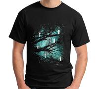 kouxi New Mononoke Forest Spirit Kodama Totoro Miyazaki Men's Black T-Shirt(Medium)