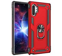 KOUYI Coque Galaxy Note 10 Plus Case,Double Couche Renforcée Défense Bumper TPU Silicone Antichoc Armure Housse Etui avec Anneau Support pour Samsung Galaxy Note 10 Plus (Rouge)