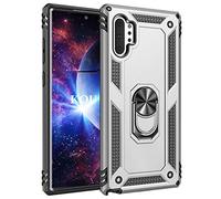 KOUYI Coque Galaxy Note 10 Plus Case,Double Couche Renforcée Défense Bumper TPU Silicone Antichoc Armure Housse Etui avec Anneau Support pour Samsung Galaxy Note 10 Plus (Argent)