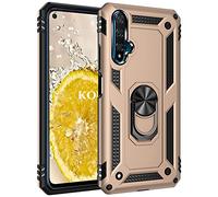 KOUYI Coque pour Huawei Nova 5T,Double Couche Renforcée Défense Militaire Anti-Chute Bumper TPU Silicone Antichoc Rigide Armure Housse Etui avec Anneau Support pour Huawei Nova 5T (d'or)
