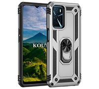 KOUYI Coque pour Oppo A16/ A16S/ A54S,Double Couche Renforcée Défense Militaire Anti-Chute Bumper TPU Silicone Antichoc Armure Housse Etui avec Anneau Support pour Oppo A16/ A16S/ A54S (Argent)