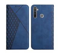 KOUYI Coque pour Oppo Realme 5 / 6i, Premium Flip Housse Étui Protection Rabat Clapet Portefeuille Phone Cover Magnétique [Porte Cartes] Antichoc Béquille Cover (Bleu)