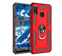 KOUYI Coque pour Samsung Galaxy A20E / A10E,Double Couche Renforcée Défense Bumper TPU Silicone Antichoc Armure Housse Etui avec Anneau Support pour Samsung Galaxy A20E / A10E (Rouge)