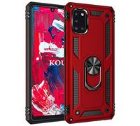 KOUYI Coque pour Samsung Galaxy A31,Double Couche Renforcée Défense Militaire Anti-Chute Bumper TPU Silicone Antichoc Armure Housse Etui avec Anneau Support pour Samsung Galaxy A31 (Rouge)