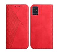 KOUYI Coque pour Samsung Galaxy A51, Premium Flip Housse Étui Protection Rabat Clapet Portefeuille Phone Cover Magnétique [Porte Cartes] Antichoc Béquille Cover (Rouge)