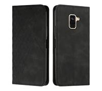 KOUYI Coque pour Samsung Galaxy A6 2018, Premium Flip Housse Étui Protection Rabat Clapet Portefeuille Phone Cover Magnétique [Porte Cartes] Antichoc Béquille Cover (Noir)