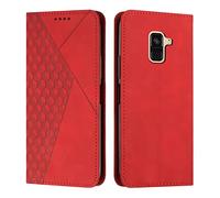KOUYI Coque pour Samsung Galaxy A6 2018, Premium Flip Housse Étui Protection Rabat Clapet Portefeuille Phone Cover Magnétique [Porte Cartes] Antichoc Béquille Cover (Rouge)