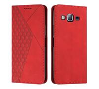 KOUYI Coque pour Samsung Galaxy J3 2016 / J310, Premium Flip Housse Étui Protection Rabat Clapet Portefeuille Phone Cover Magnétique [Porte Cartes] Antichoc Béquille Cover (Rouge)