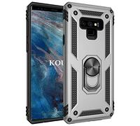 KOUYI Coque pour Samsung Galaxy Note 9,Double Couche Renforcée Défense Militaire Anti-Chute Bumper TPU Silicone Antichoc Armure Housse Etui avec Anneau Support pour Samsung Galaxy Note 9 (Argent)