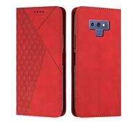 KOUYI Coque pour Samsung Galaxy Note 9, Premium Flip Housse Étui Protection Rabat Clapet Portefeuille Phone Cover Magnétique [Porte Cartes] Antichoc Béquille Cover (Rouge)