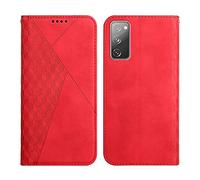 KOUYI Coque pour Samsung Galaxy S20 FE, Premium Flip Housse Étui Protection Rabat Clapet Portefeuille Phone Cover Magnétique [Porte Cartes] Antichoc Béquille Cover (Rouge)
