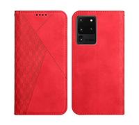 KOUYI Coque pour Samsung Galaxy S20 Ultra, Premium Flip Housse Étui Protection Rabat Clapet Portefeuille Phone Cover Magnétique [Porte Cartes] Antichoc Béquille Cover (Rouge)