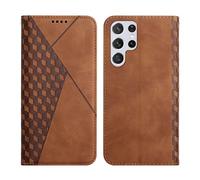 KOUYI Coque pour Samsung Galaxy S24 Ultra, Premium Flip Housse Étui Protection Rabat Clapet Portefeuille Phone Cover Magnétique [Porte Cartes] Antichoc Béquille Cover (Marron)