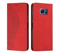 KOUYI Coque pour Samsung Galaxy S7, Premium Flip Housse Étui Protection Rabat Clapet Portefeuille Phone Cover Magnétique [Porte Cartes] Antichoc Béquille Cover (Rouge)
