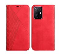 KOUYI Coque pour Xiaomi Mi 11T / 11T Pro, Premium Flip Housse Étui Protection Rabat Clapet Portefeuille Phone Cover Magnétique [Porte Cartes] Antichoc Béquille Cover (Rouge)