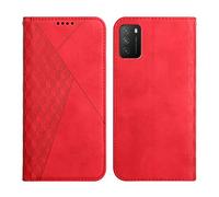 KOUYI Coque pour Xiaomi Mi Poco M3 / Xiaomi Redmi 9T, Premium Flip Housse Étui Protection Rabat Clapet Portefeuille Phone Cover Magnétique [Porte Cartes] Antichoc Béquille Cover (Rouge)