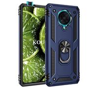 KOUYI Coque pour Xiaomi Poco F2 Pro 5G,Double Couche Renforcée Défense Militaire Anti-Chute Bumper TPU Silicone Antichoc Armure Housse Etui avec Anneau Support pour Xiaomi Poco F2 Pro 5G (Bleu)