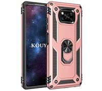 KOUYI Coque pour Xiaomi Poco X3 Pro/Poco X3 NFC,Double Couche Renforcée Défense Bumper TPU Silicone Antichoc Armure Housse Etui avec Anneau Support pour Xiaomi Poco X3 Pro/Poco X3 NFC (Or Rose)