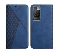 KOUYI Coque pour Xiaomi Redmi 10, Premium Flip Housse Étui Protection Rabat Clapet Portefeuille Phone Cover Magnétique [Porte Cartes] Antichoc Béquille Cover (Bleu)