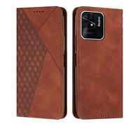 KOUYI Coque pour Xiaomi Redmi 10C 4G, Premium Flip Housse Étui Protection Rabat Clapet Portefeuille Phone Cover Magnétique [Porte Cartes] Antichoc Béquille Cover (Marron)