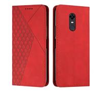 KOUYI Coque pour Xiaomi Redmi 5 Plus/Redmi Note 5, Premium Flip Housse Étui Protection Rabat Clapet Portefeuille Phone Cover Magnétique [Porte Cartes] Antichoc Béquille Cover (Rouge)
