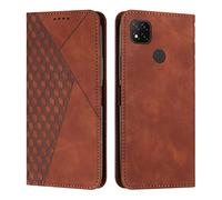 KOUYI Coque pour Xiaomi Redmi 9C/10A/POCO C31, Premium Flip Housse Étui Protection Rabat Clapet Portefeuille Phone Cover Magnétique [Porte Cartes] Antichoc Béquille Cover (Marron)