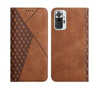 KOUYI Coque pour Xiaomi Redmi Note 10 Pro 4G, Premium Flip Housse Étui Protection Rabat Clapet Portefeuille Phone Cover Magnétique [Porte Cartes] Antichoc Béquille Cover (Marron)