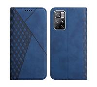 KOUYI Coque pour Xiaomi Redmi Note 11, Premium Flip Housse Étui Protection Rabat Clapet Portefeuille Phone Cover Magnétique [Porte Cartes] Antichoc Béquille Cover (Bleu)