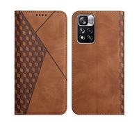KOUYI Coque pour Xiaomi Redmi Note 11 Pro, Premium Flip Housse Étui Protection Rabat Clapet Portefeuille Phone Cover Magnétique [Porte Cartes] Antichoc Béquille Cover (Marron)