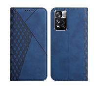 KOUYI Coque pour Xiaomi Redmi Note 11 Pro, Premium Flip Housse Étui Protection Rabat Clapet Portefeuille Phone Cover Magnétique [Porte Cartes] Antichoc Béquille Cover (Bleu)