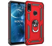 KOUYI Coque Xiaomi Redmi Note 7,Double Couche Renforcée Défense Bumper TPU Silicone Antichoc Armure Housse Etui avec Anneau Support pour Xiaomi Redmi Note 7 (Rouge)