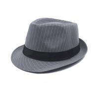 Kovake Chapeaux Fedora Trilby pour Homme et Femme Classique Chapeau Melon à Rayures Panama Chapeau de Soleil à Bord Court Casquette de Gangster Jazz Hat Chapeau de Plage d'été (Gris 2)